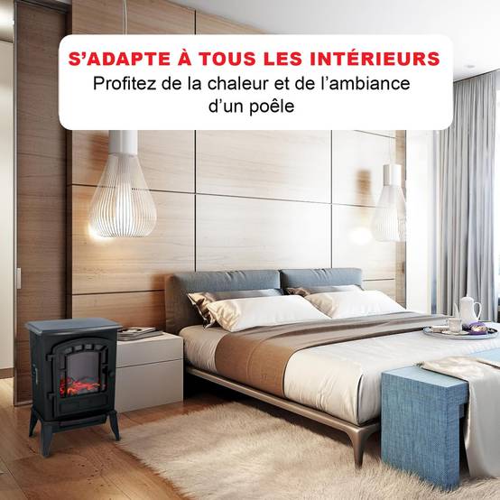 Cheminée électrique Effet flamme 2000W Thermostat réglable 3 LED Chauffage d'appoint Torino CLASSIC FIRE - Image 6
