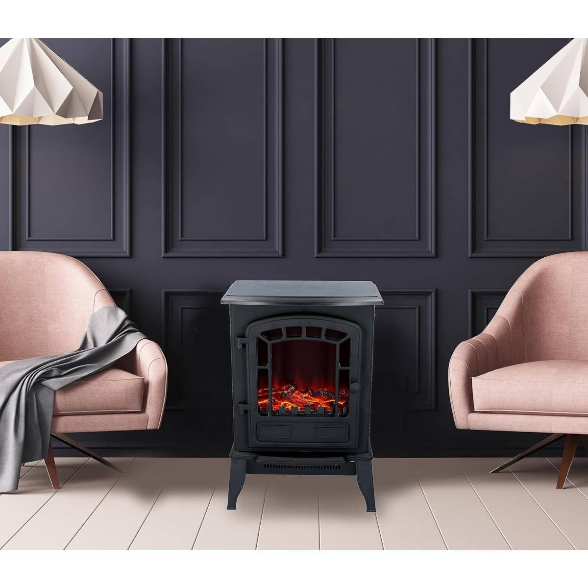 Cheminée électrique Effet flamme 2000W Thermostat réglable 3 LED Chauffage d'appoint Torino CLASSIC FIRE - Image 5