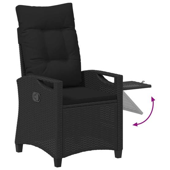 PANGIVO - Chaise de jardin inclinable polyrotin noir 56 x 60 x 112 cm - PANGIVO - Image 8