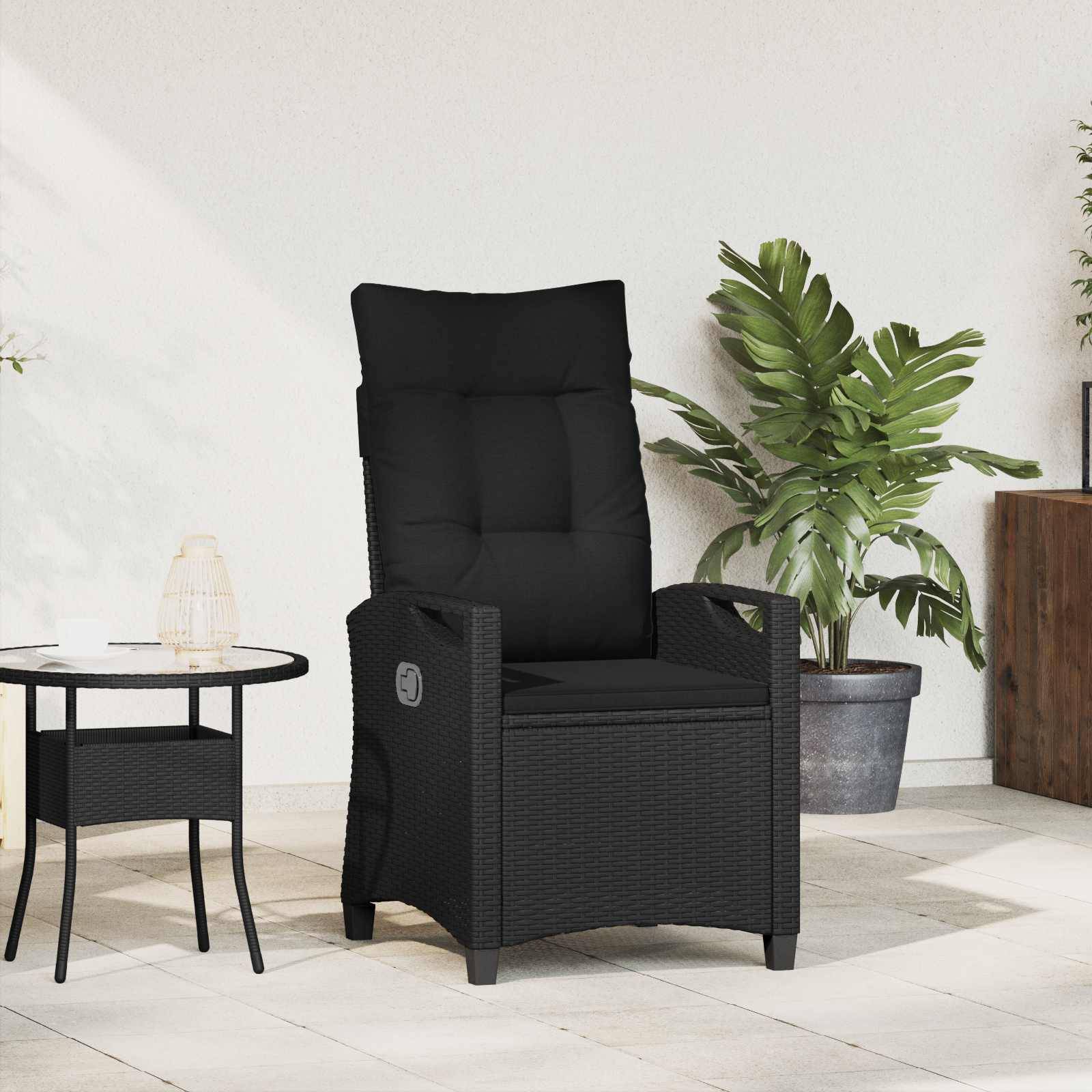 PANGIVO - Chaise de jardin inclinable polyrotin noir 56 x 60 x 112 cm - PANGIVO - Image 1