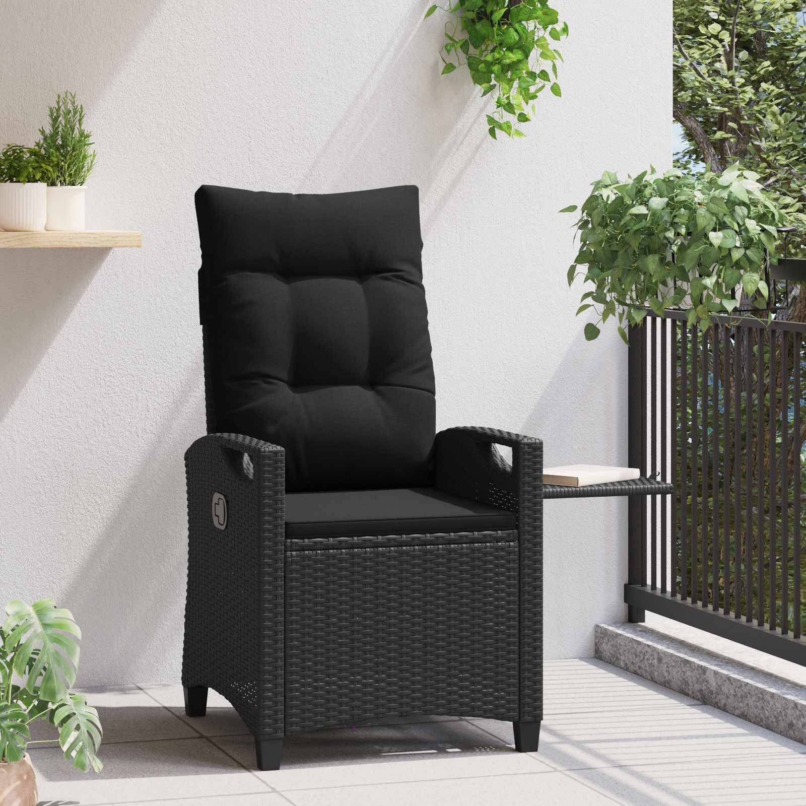 PANGIVO - Chaise de jardin inclinable polyrotin noir 56 x 60 x 112 cm - PANGIVO - Image 4