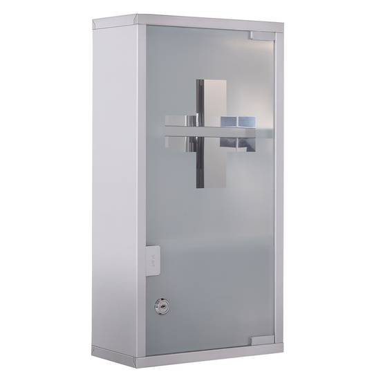 Sans Marque - Armoire pharmacie Acero acier inoxydable 3 compartiments serrure 25x12x48 cm - Image 1