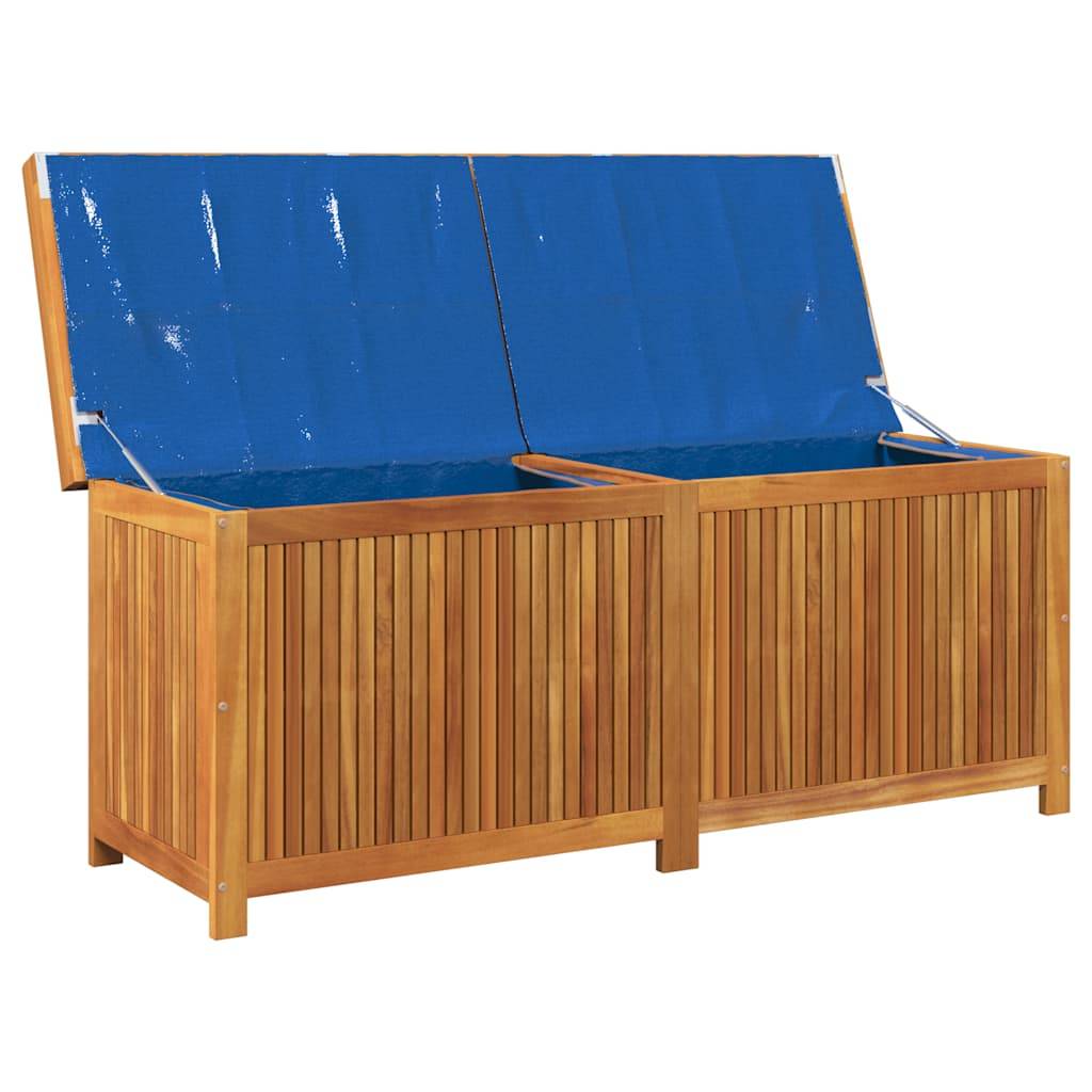 Banc Coffre de Jardin XXL Bois d'Acacia Massif Étanche avec Coussin Inclus Gris Foncé Brun 150x50x60.5 cm – ComfortXL Outdoor Living - Image 4