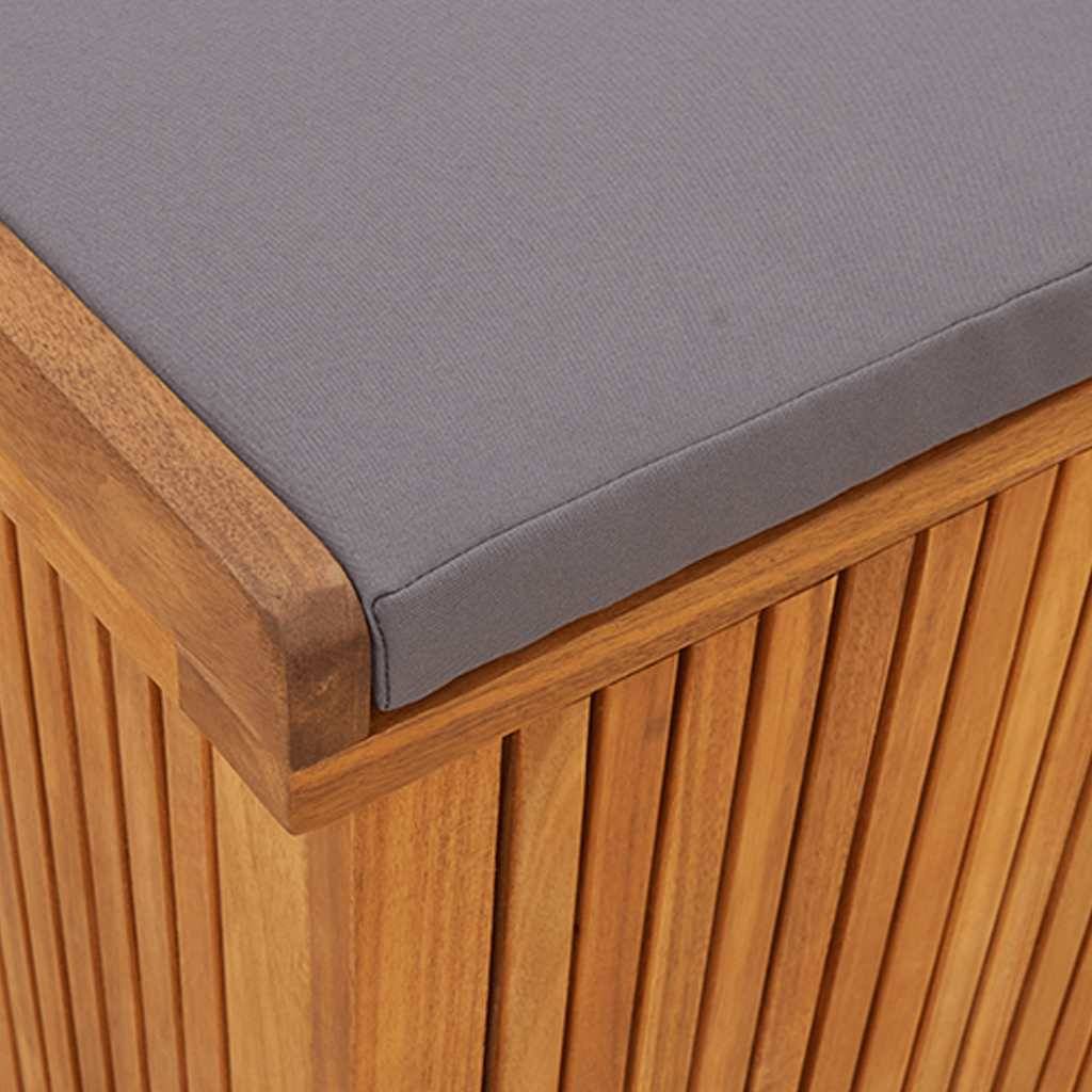 Banc Coffre de Jardin XXL Bois d'Acacia Massif Étanche avec Coussin Inclus Gris Foncé Brun 150x50x60.5 cm – ComfortXL Outdoor Living - Image 9