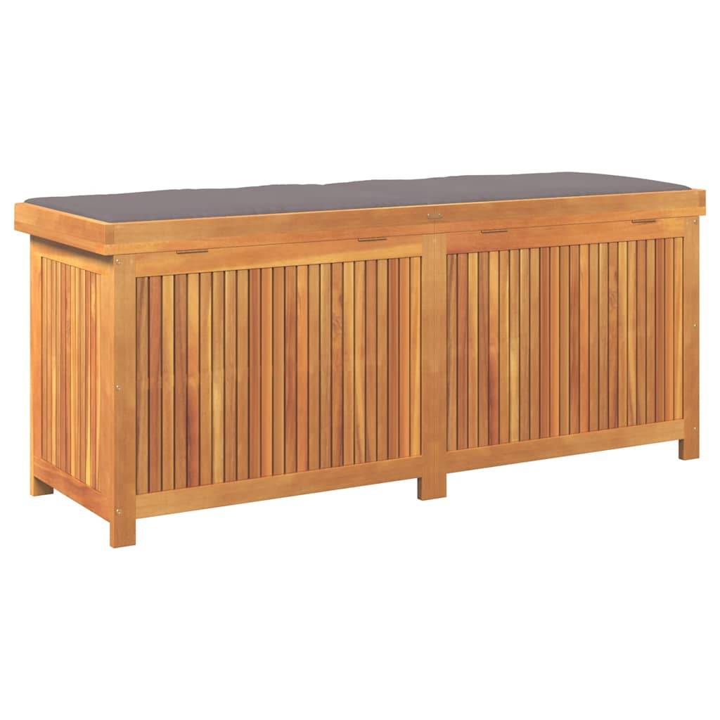 Banc Coffre de Jardin XXL Bois d'Acacia Massif Étanche avec Coussin Inclus Gris Foncé Brun 150x50x60.5 cm – ComfortXL Outdoor Living - Image 7