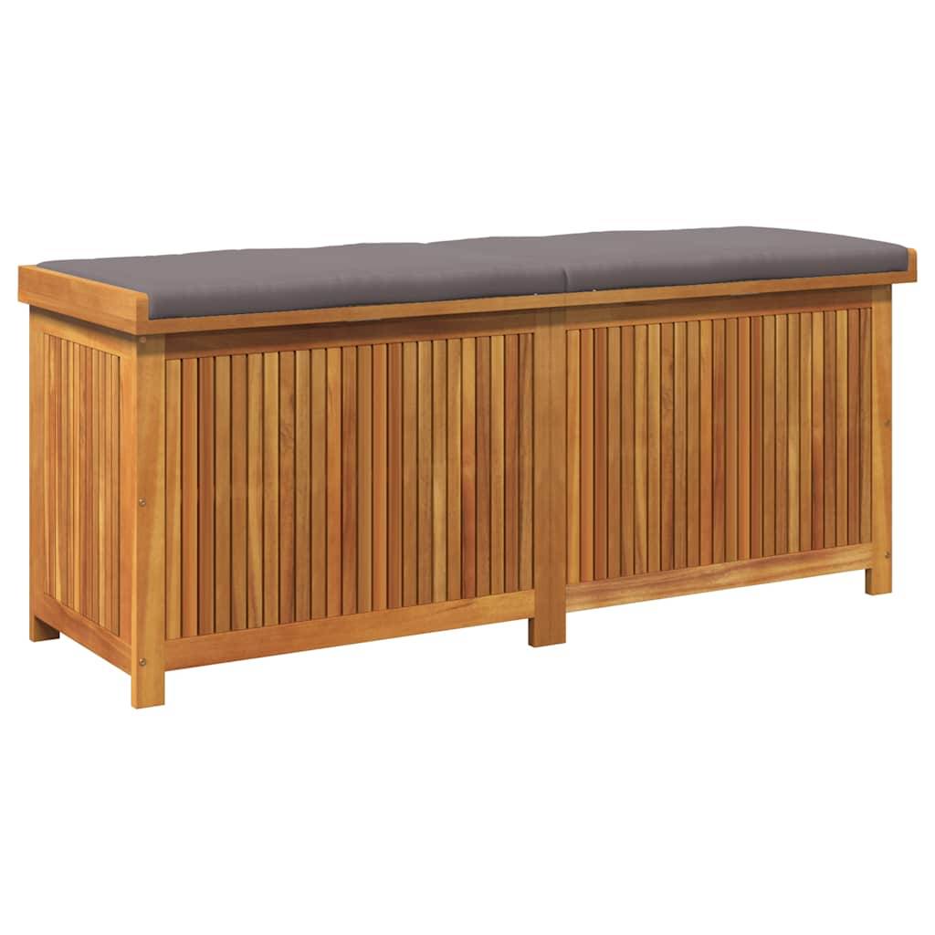 Banc Coffre de Jardin XXL Bois d'Acacia Massif Étanche avec Coussin Inclus Gris Foncé Brun 150x50x60.5 cm – ComfortXL Outdoor Living - Image 2