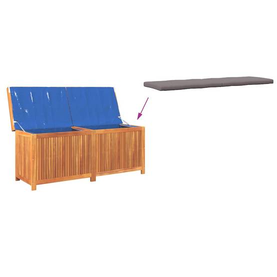Banc Coffre de Jardin XXL Bois d'Acacia Massif Étanche avec Coussin Inclus Gris Foncé Brun 150x50x60.5 cm – ComfortXL Outdoor Living - Image 8
