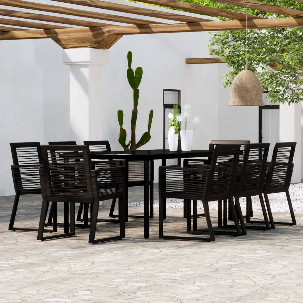Grand Salon de Jardin 8P 200cm Rotin PVC et Acier Noir – ComfortXL Outdoor Living - Image 1