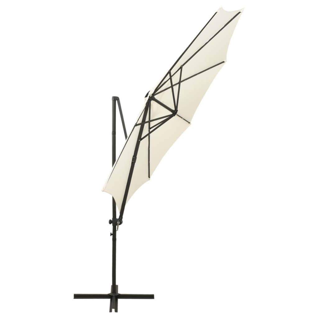 Helloshop26 - Parasol meuble de jardin déporté avec mât et lumières led sable 300 cm - Image 2