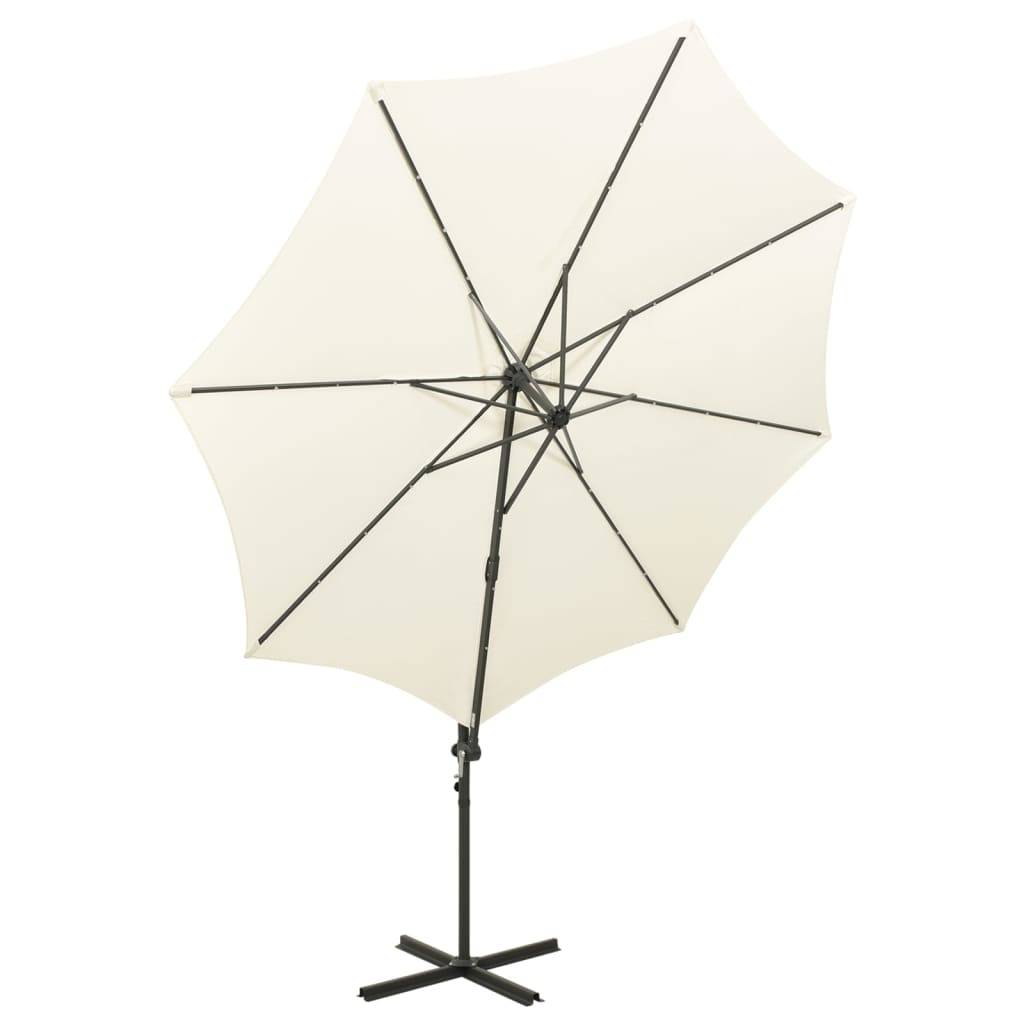 Helloshop26 - Parasol meuble de jardin déporté avec mât et lumières led sable 300 cm - Image 5