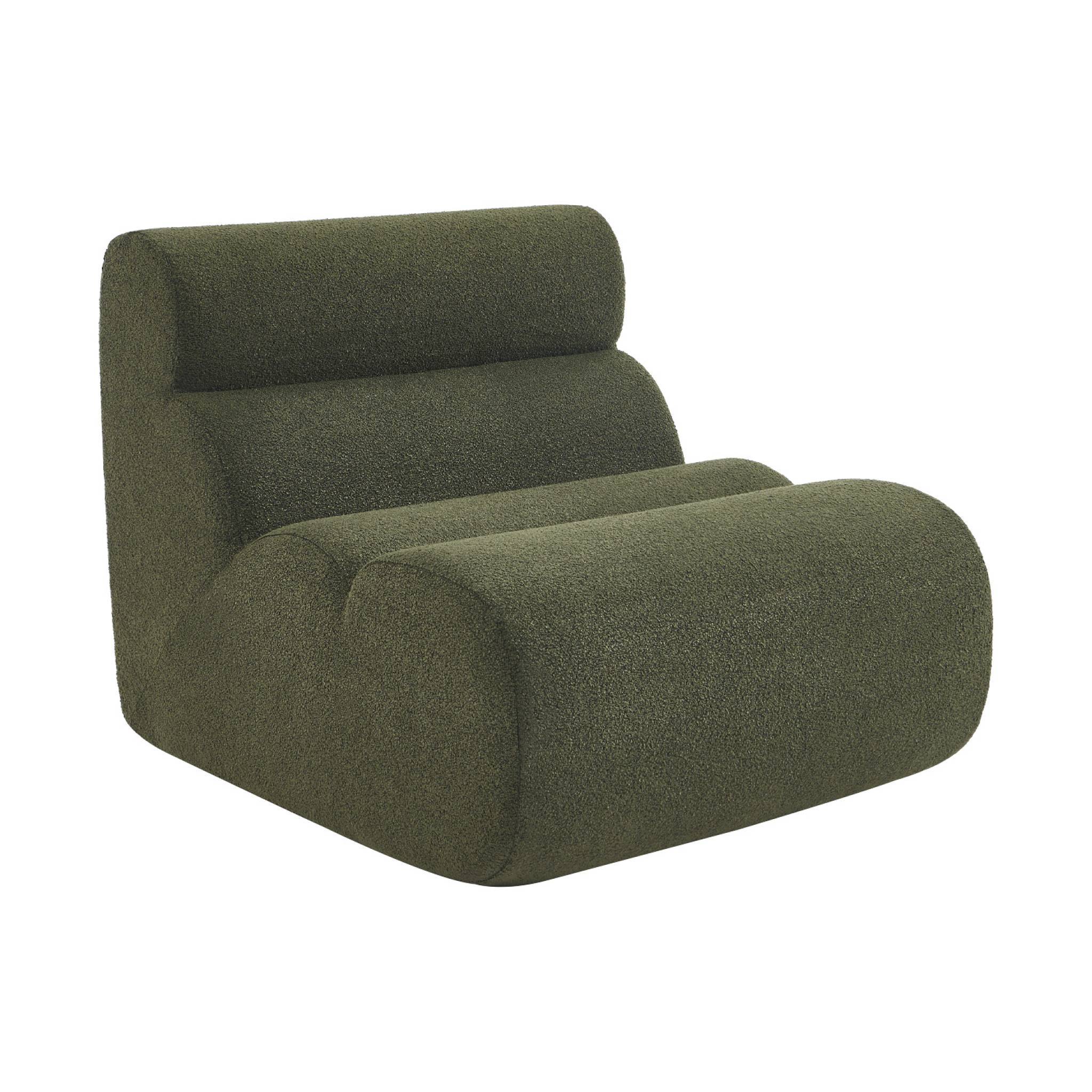 sweeek - Chauffeuse bouclette texturée kaki 1 place - L 81 x P 99 x H 75cm - Nova | sweeek - Image 2