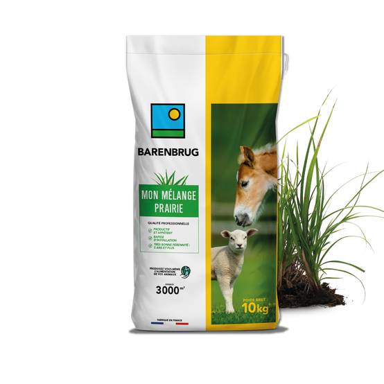 Mélange Prairie - Productif et Appétent - Rapide d'Installation - Très Bonne Pérennité - Production Alimentation pour Animaux - 10KG - BARENBRUG - Image 1