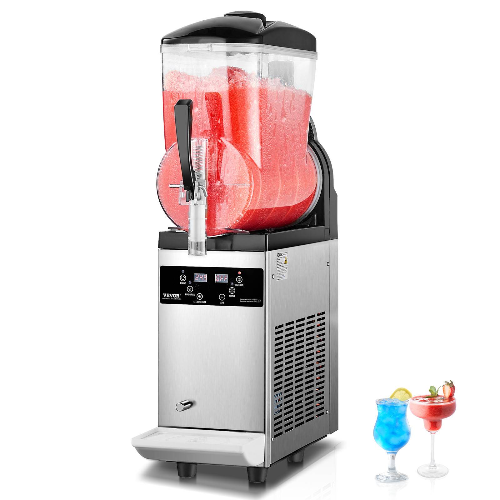 VEVOR Machine à granite commerciale 12L simple réservoir, inox 48 tasses, pour cafés/bars. - Image 1