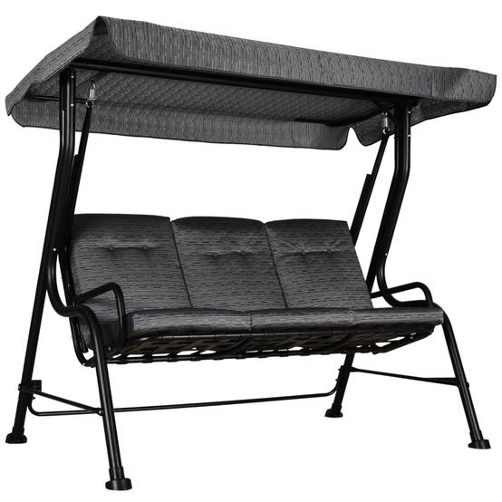 Balancelle de jardin 3 places structure acier coussins gris toit ajustable 200x120x170cm - ComfortXL Outdoor Living - Image 2