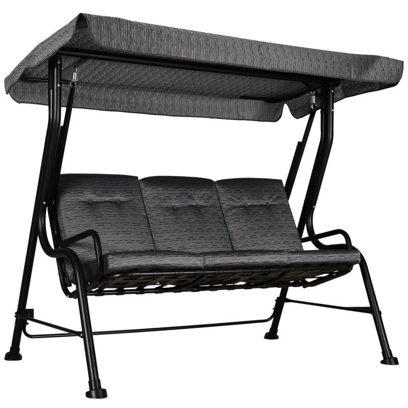 Balancelle de jardin 3 places structure acier coussins gris toit ajustable 200x120x170cm - ComfortXL Outdoor Living - Image 2