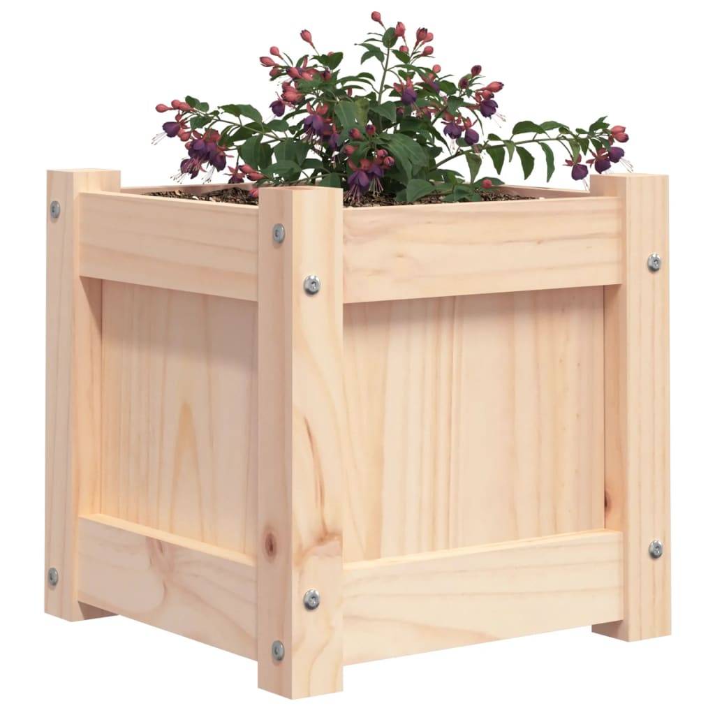Lot de 2 Jardinières - Bacs à fleurs - Pots de fleurs bois de pin massif-JU11147 - Image 4