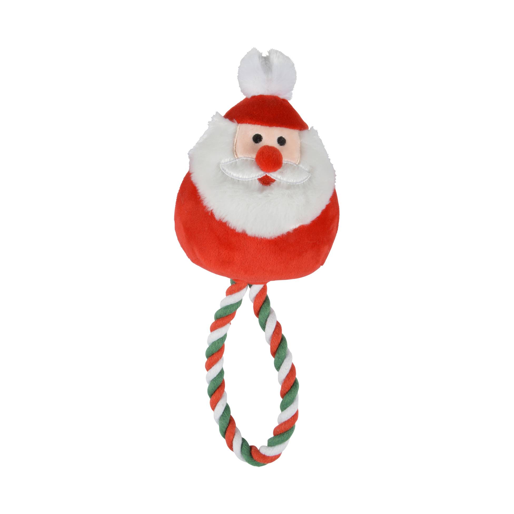 Jouet peluche Pere Noel et corde pour chien - Image 1