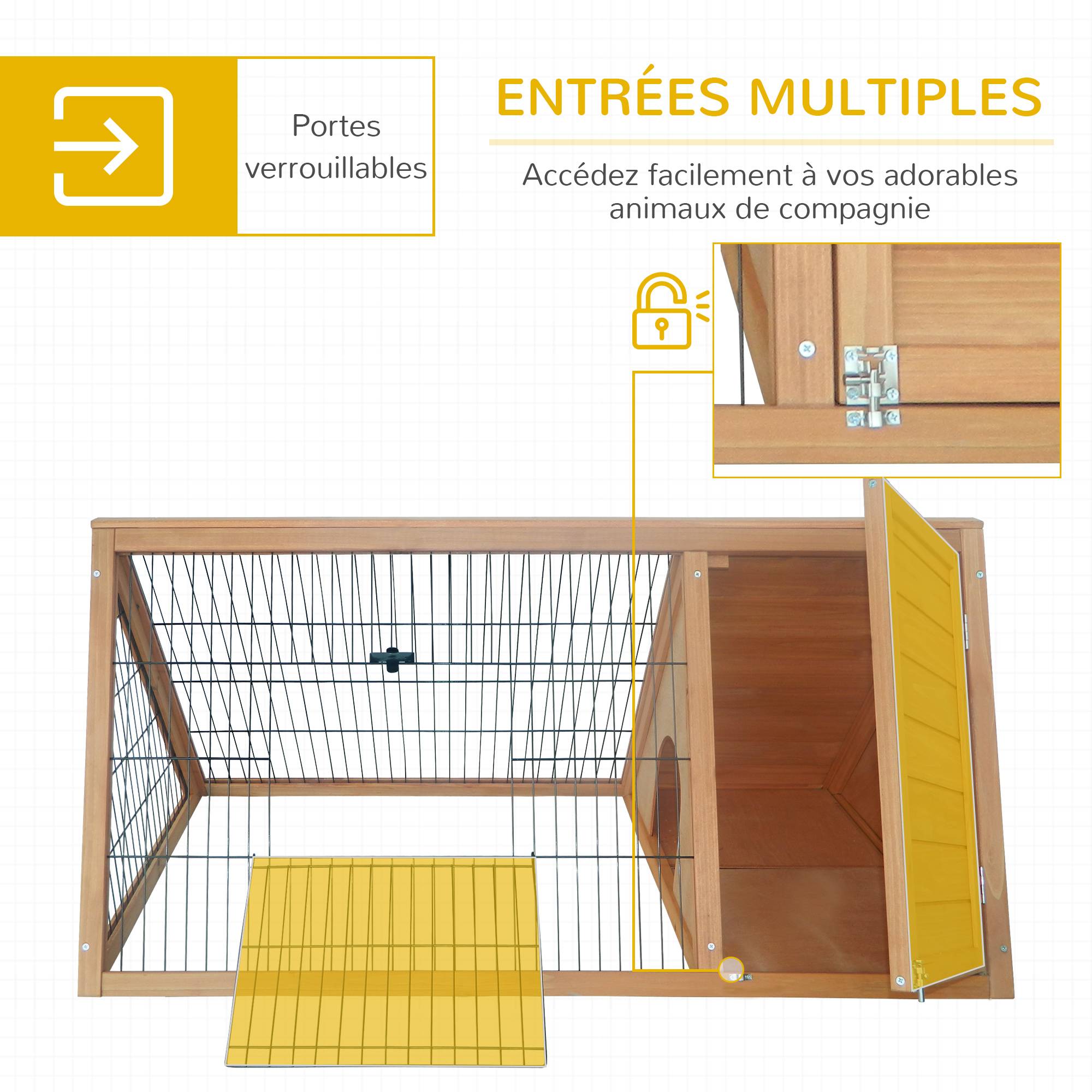 Enclos triangulaire sol, niche double porte, lapins/poules/tortue, 116x62,2x52,5 cm, pin massif, gris - Image 7