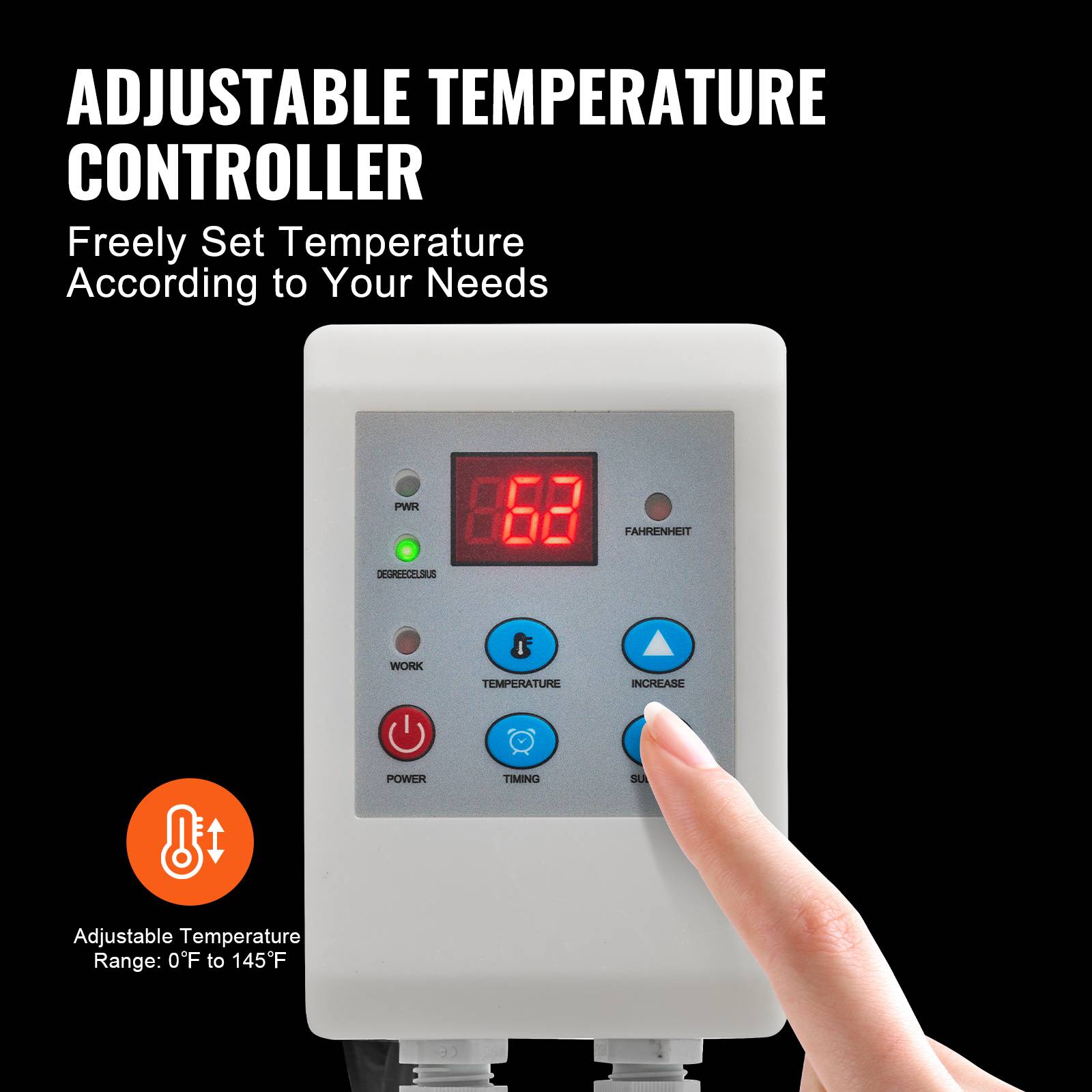 VEVOR Chauffe-fut métal 1300W, bande 55 gallons, thermostat -17.8°C-62.8°C, Oxford imperméable. - Image 4