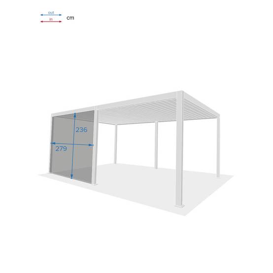 Hesperide - Store pour pergola bioclimatique "Evora" grand modèle 2,7 x 2,3 m en texaline Gris clair & blanc - Hespéride - Image 5