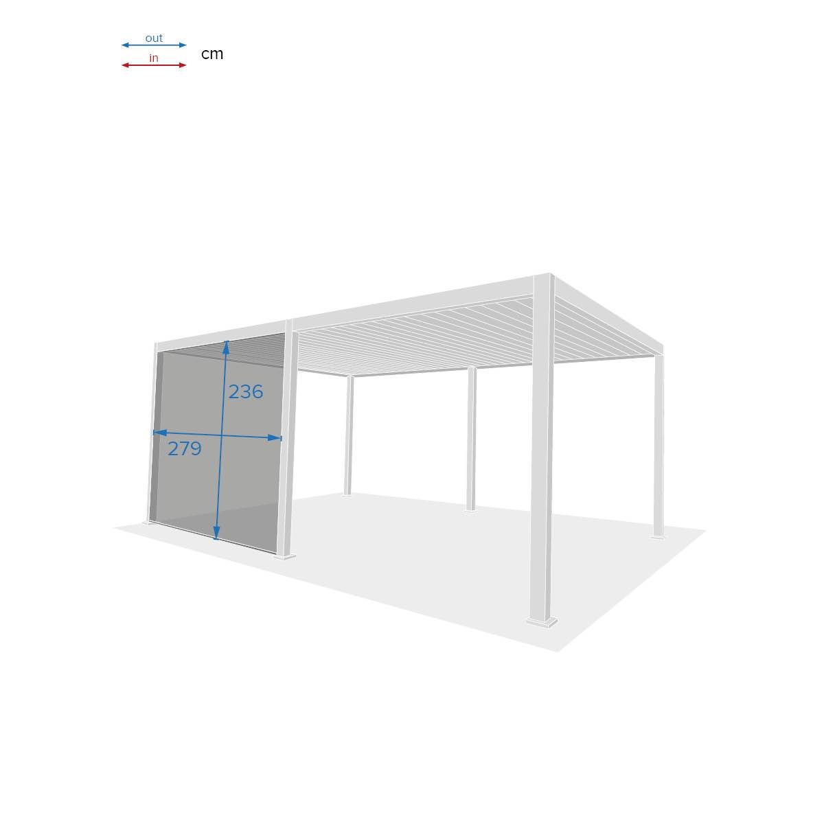 Hesperide - Store pour pergola bioclimatique "Evora" grand modèle 2,7 x 2,3 m en texaline Gris clair & blanc - Hespéride - Image 6