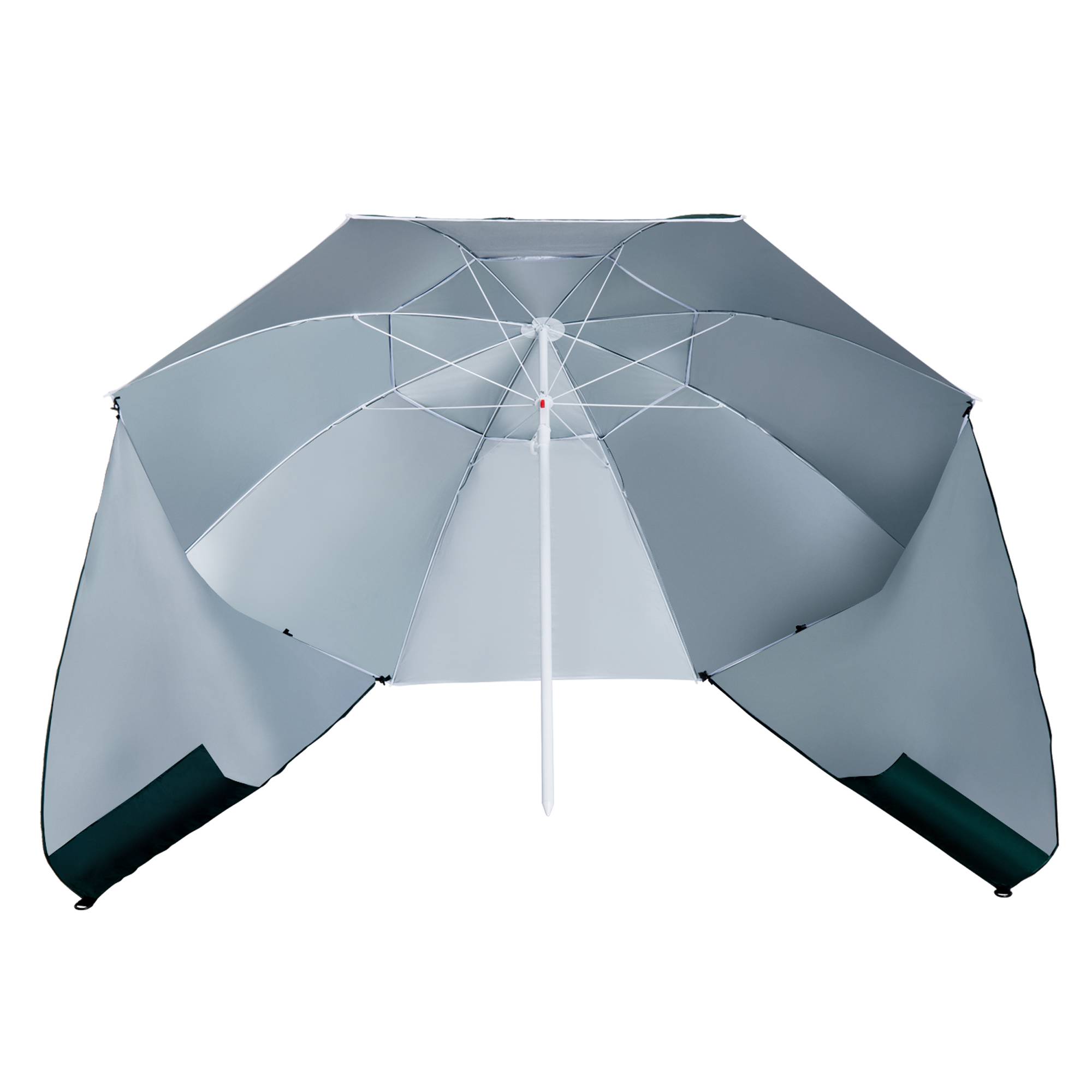 Parasol de plage 2 en 1 avec 2 panneaux lateraux, anti-UV, sac transport Ø210x222cm, vert - Image 2