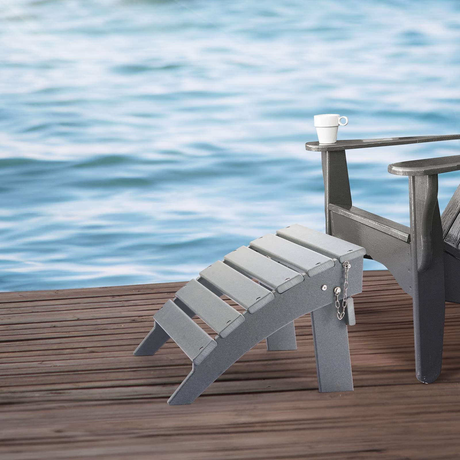 VEVOR Repose-pieds pliable Adirondack, PEHD, 430x480x330mm, gris. - Image 8