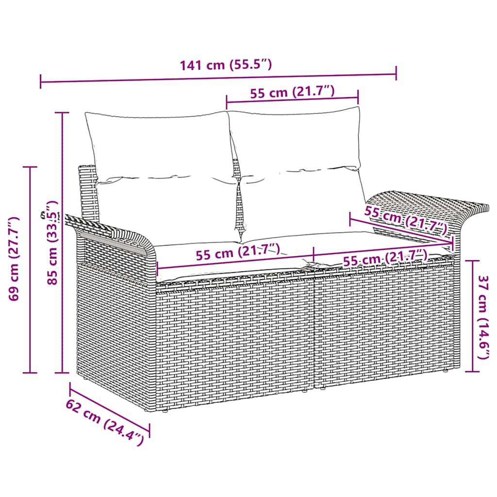 Vidaxl - Canapé de jardin avec coussin Marron 141 x 62 x 69 cm polyrotin vidaXL 42006693 - Image 3