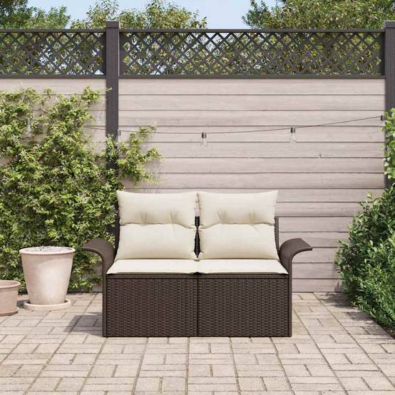Vidaxl - Canapé de jardin avec coussin Marron 141 x 62 x 69 cm polyrotin vidaXL 42006693 - Image 4