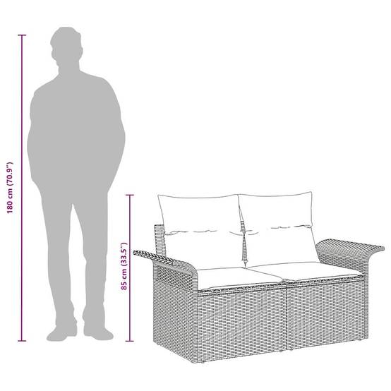 Vidaxl - Canapé de jardin avec coussin Marron 141 x 62 x 69 cm polyrotin vidaXL 42006693 - Image 9