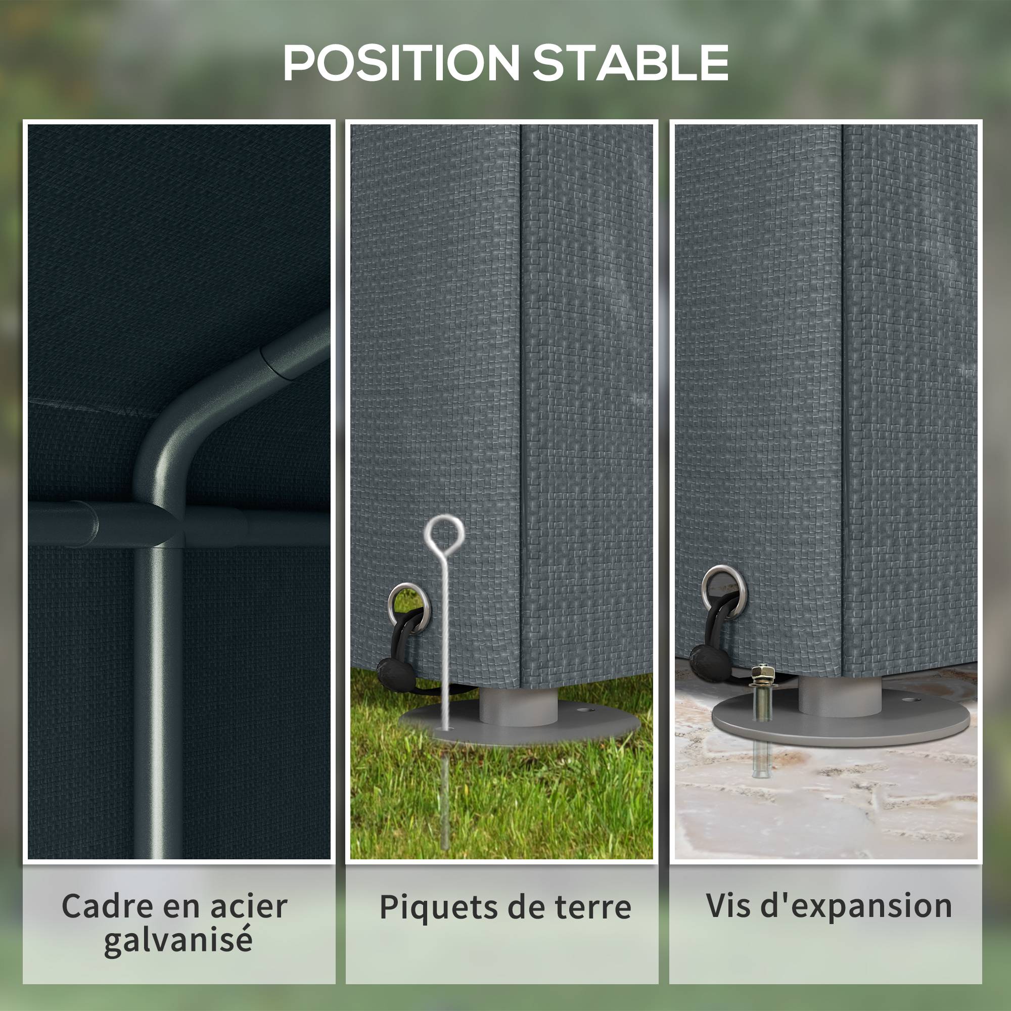 ComfortXL - Tente de stockage toile PE extérieur garage vélos outils porte zippée 160x218x172cm gris - ComfortXL Outdoor Living - Image 7
