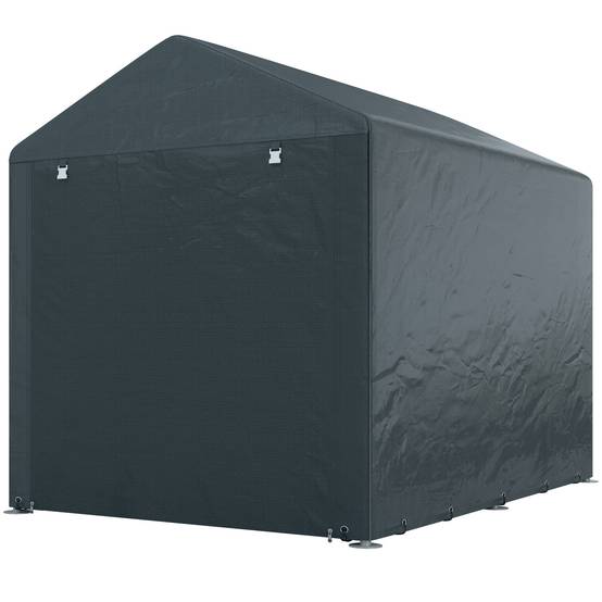 ComfortXL - Tente de stockage toile PE extérieur garage vélos outils porte zippée 160x218x172cm gris - ComfortXL Outdoor Living - Image 2