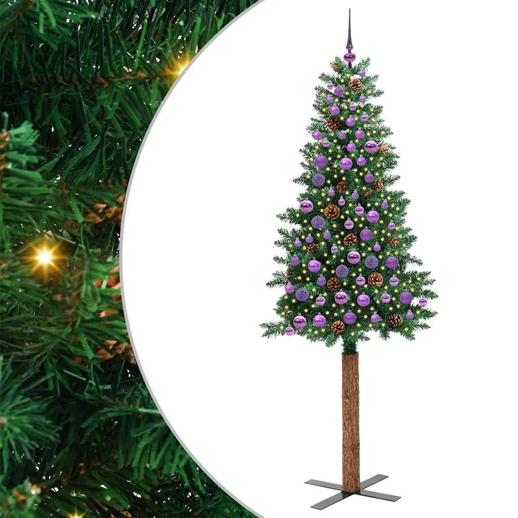 Vidaxl - Sapin de Noël mince Vert 210 cm PVC et bois de pin massif vidaXL 3394883 - Image 2