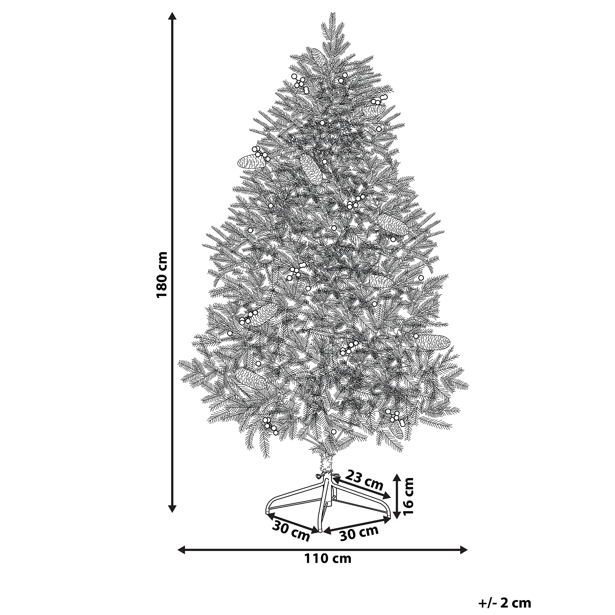 Beliani - Sapin de Noël PVC Vert foncé PALOMAR - 110x110x180- Beliani - Image 3