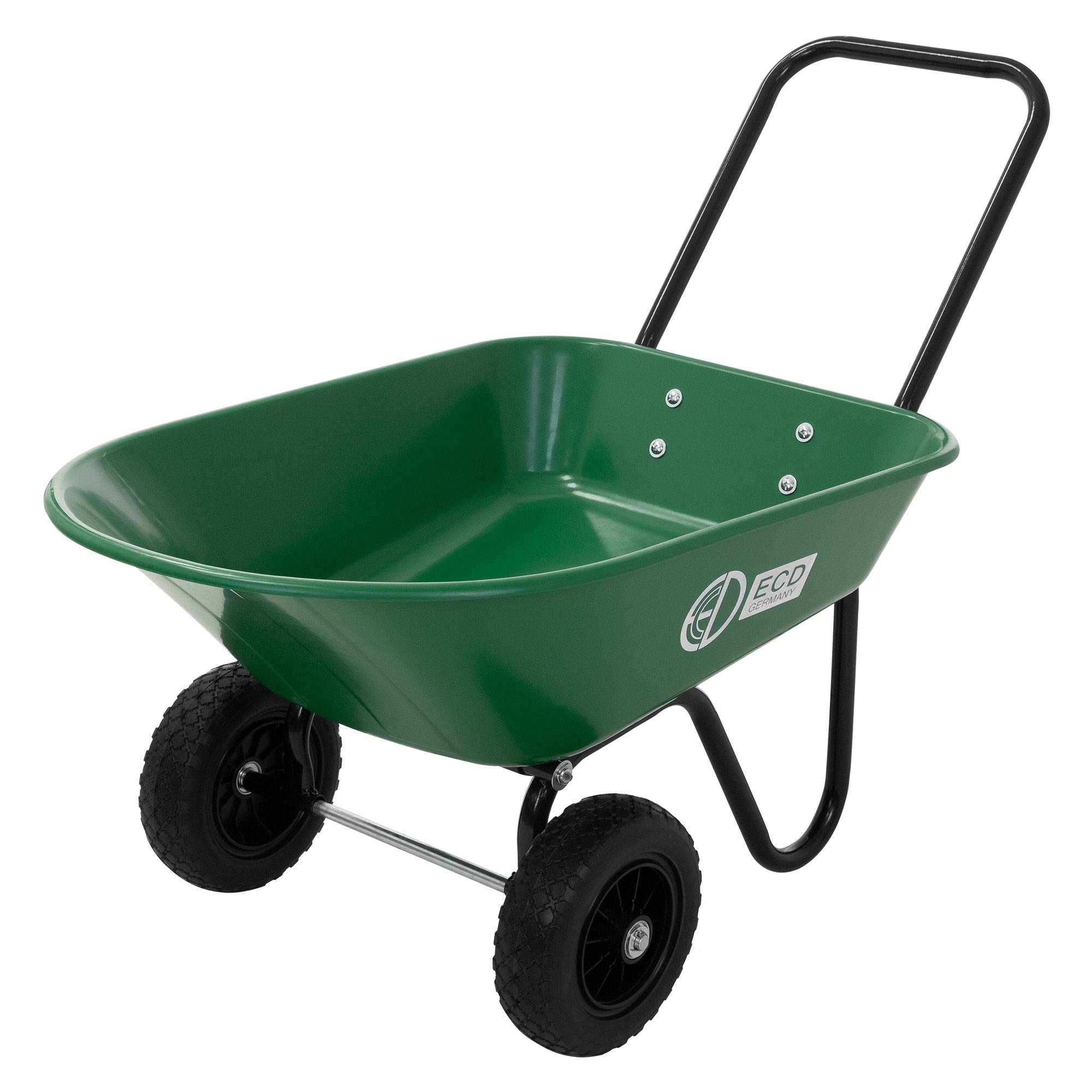 Chariot à brouette 78L avec fonction de basculement avec cadre en acier 2 pneus PU et bac en PP charge de 100 kg pour extérieur chantier jardin cour - Image 1