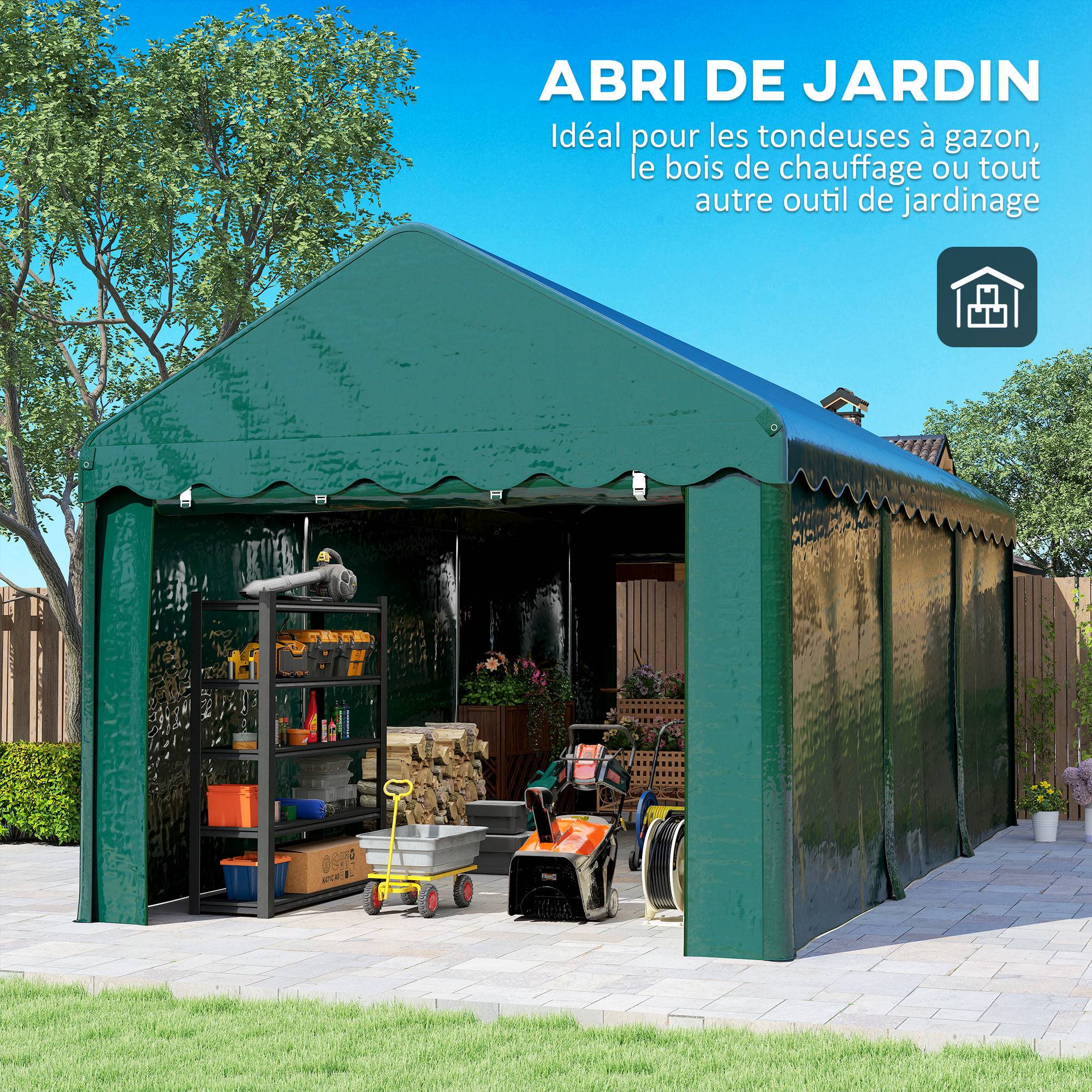 ComfortXL - Tente garage carport acier et toile PE pour véhicules protection anti-UV 3x6m vert - ComfortXL Outdoor Living - Image 10