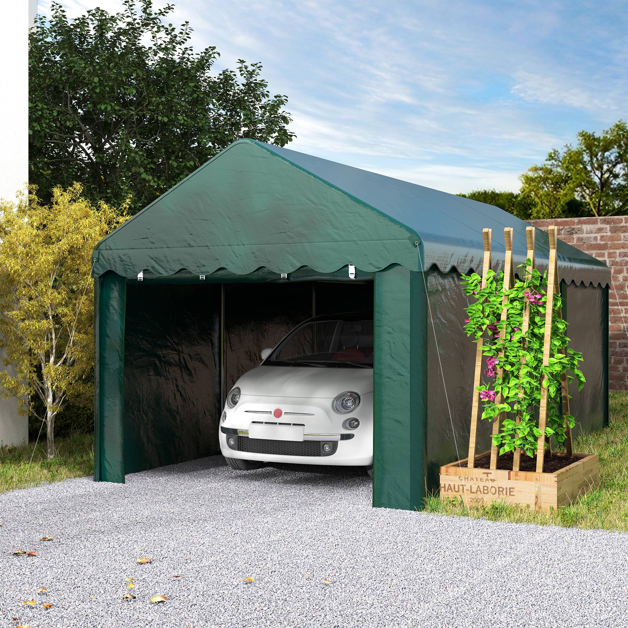 ComfortXL - Tente garage carport acier et toile PE pour véhicules protection anti-UV 3x6m vert - ComfortXL Outdoor Living - Image 4