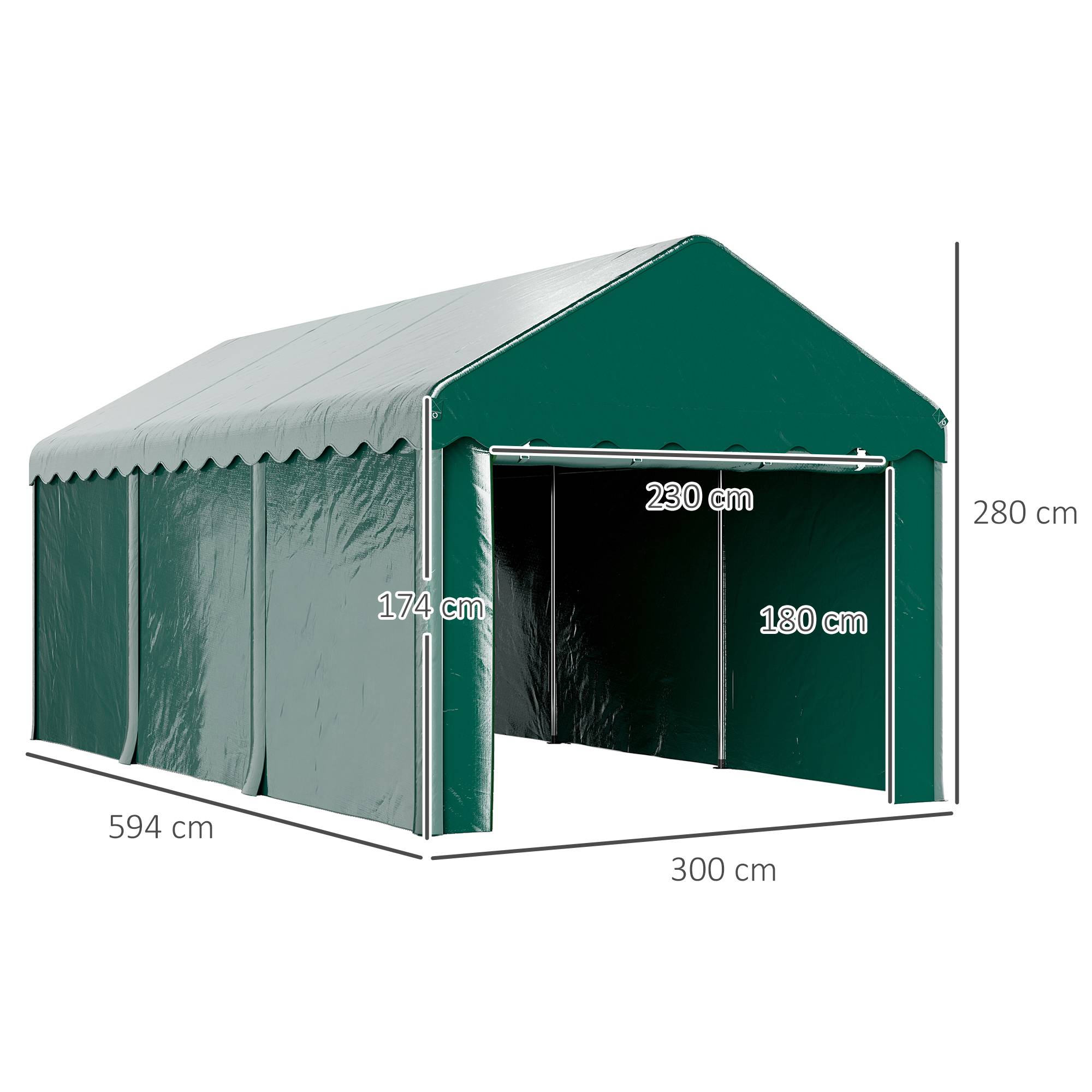 ComfortXL - Tente garage carport acier et toile PE pour véhicules protection anti-UV 3x6m vert - ComfortXL Outdoor Living - Image 5