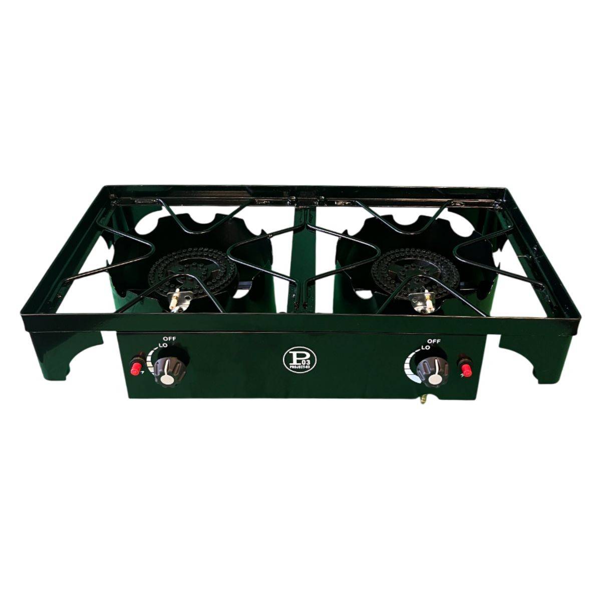 Réchaud à Gaz 2 Feux 9KW 4 pieds Bruleurs en fonte Modulable en 3 Hauteurs - Cuisine Extérieure 74.5 x 40 x H80cm Allumage Piezo - Image 2