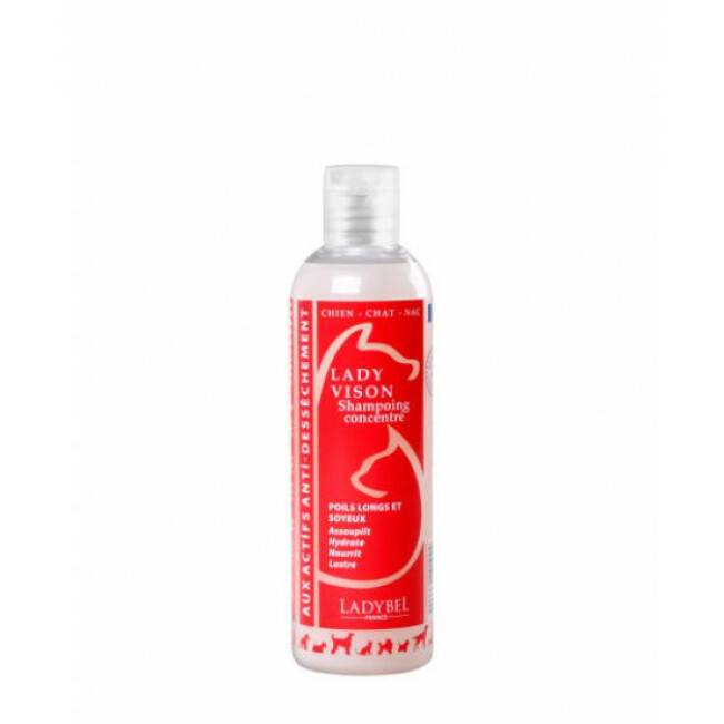 Shampooing Ladybel Vison poils longs et soyeux pour chien et chat Flacon 200 ml