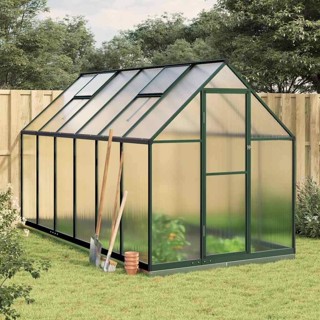 Serre de Jardin Aluminium Polycarbonate Base Incluse 334x169x202cm Vert - ComfortXL Outdoor Living - Image 1