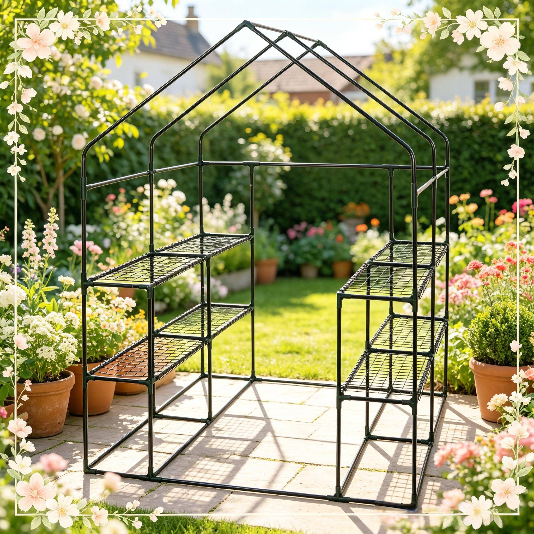 Serre de jardin PE et acier pour tomates et plantes protection hivernage 143x143x195cm Blanc - ComfortXL Outdoor Living - Image 8