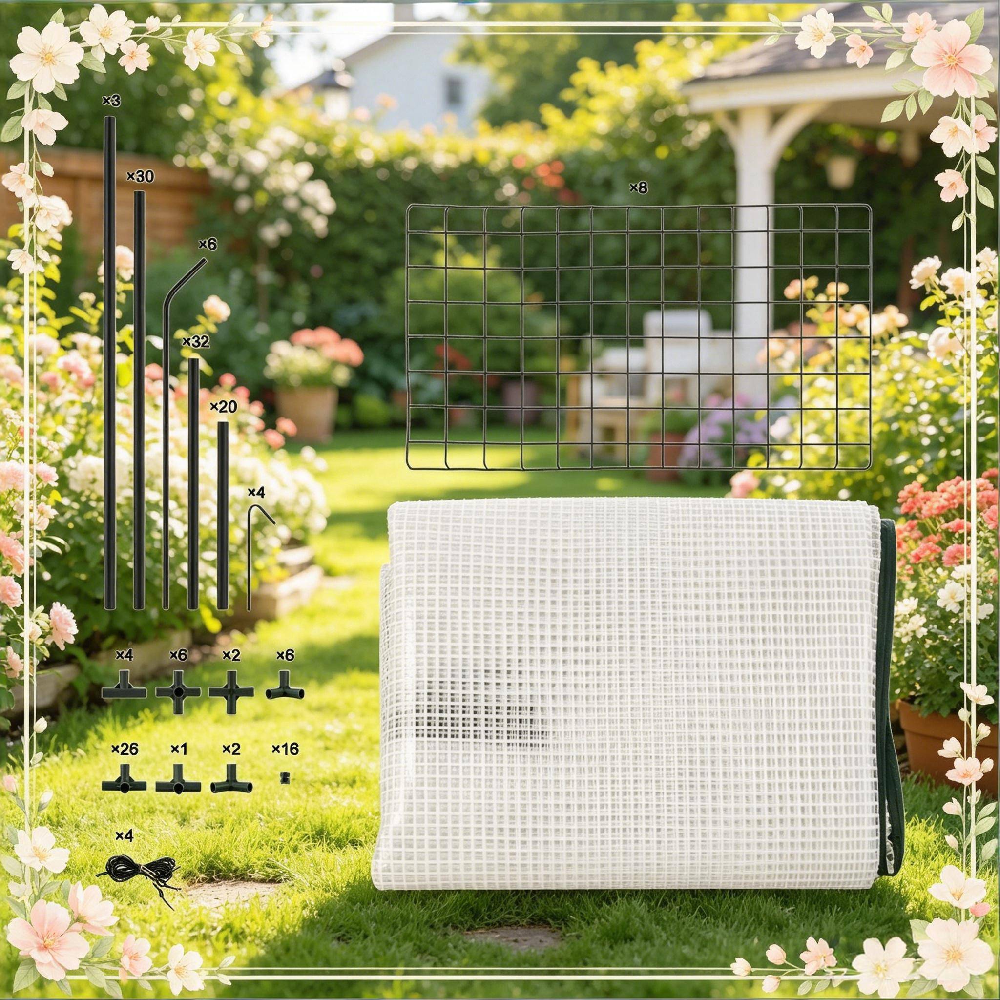 Serre de jardin PE et acier pour tomates et plantes protection hivernage 143x143x195cm Blanc - ComfortXL Outdoor Living - Image 3