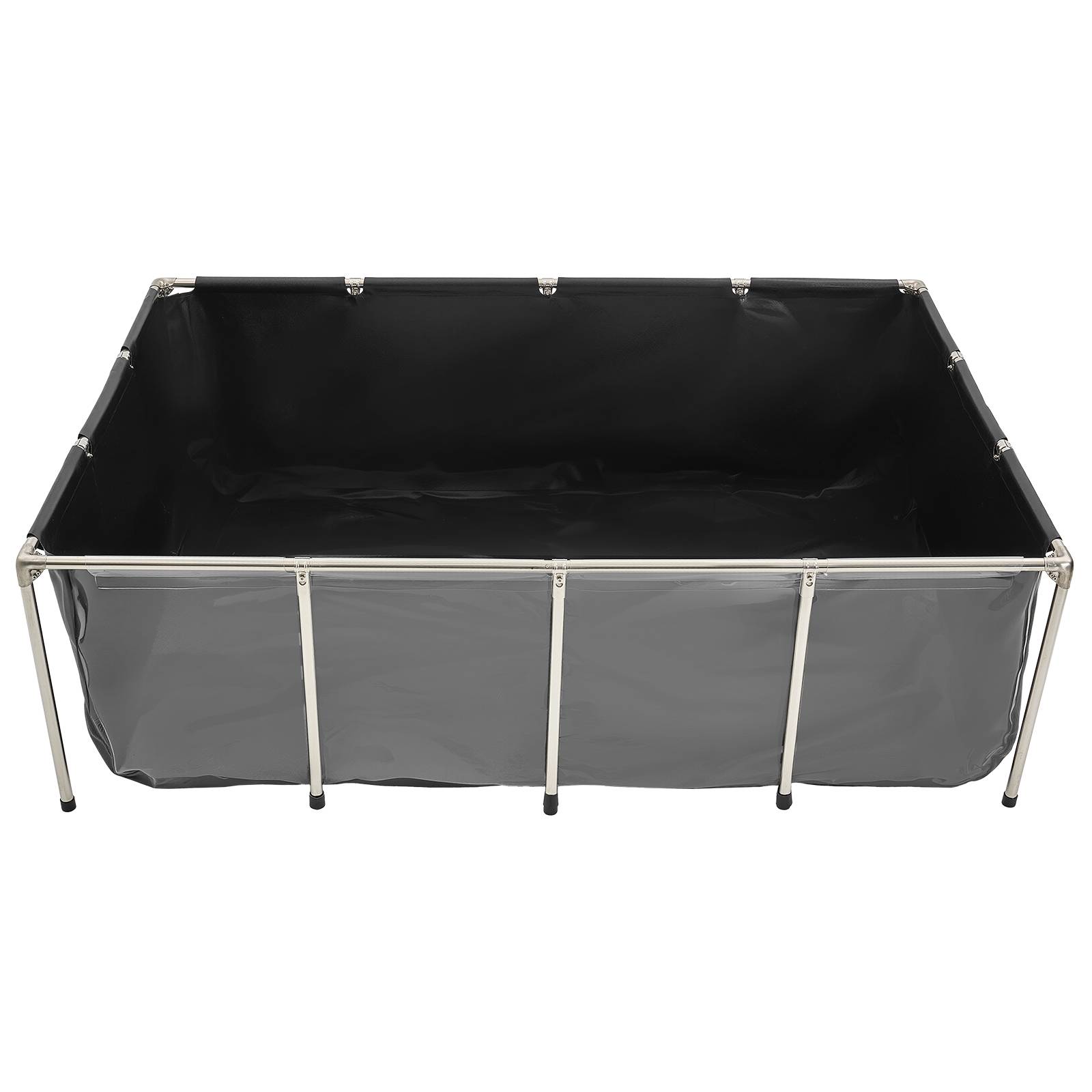 Vevor - Bassin à poissons hors sol VEVOR 1781,3 L, toile PVC, cadre acier inoxydable, panneau transparent et vanne de vidange, dimensions 2 x 1,4 x 0,6 m. - Image 9