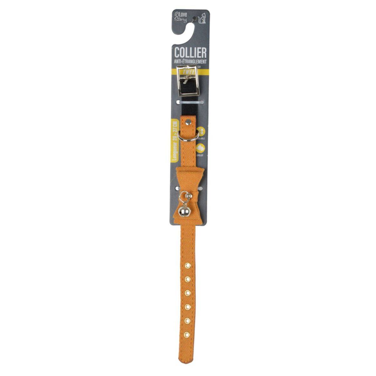 Love Story - Collier pour Chat "Anti Etranglement" 27cm Moutarde - Image 4