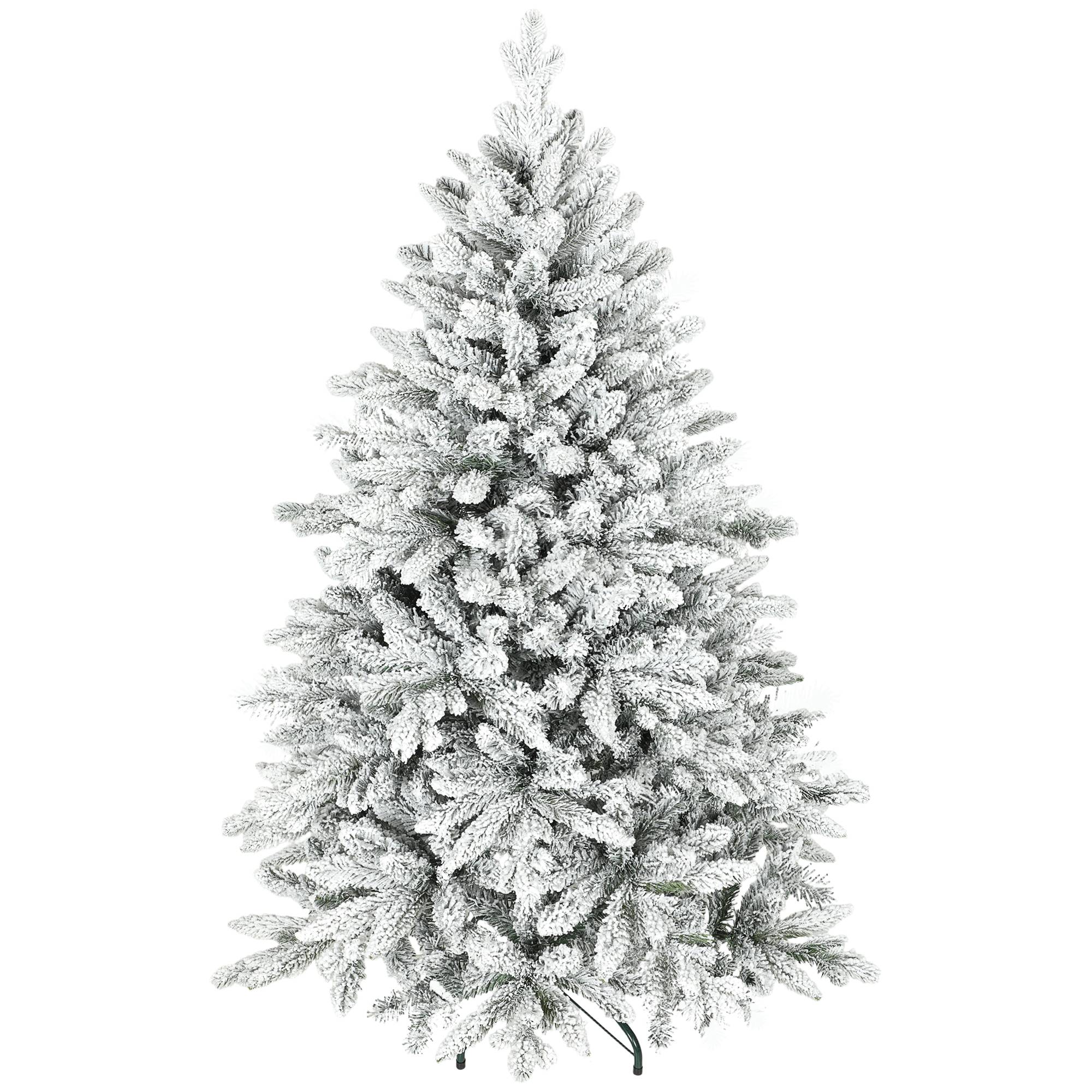 Sapin de Noël artificiel floqué de neige 150 cm, arbre de Noël avec 768 branche, support en métal pliable, vert - Image 2