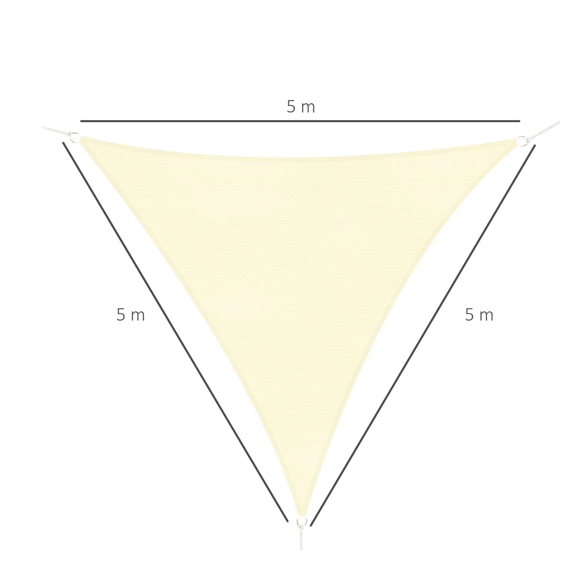Voile d'ombrage Voile solaire - triangulaire anti-UV pour terrasse jardin HDPE 5 x 5 x 5 m crème fr586 - Image 5