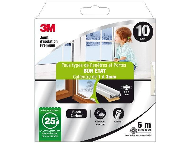 Joint Porte/Fenêtre Universel Bon Etat Premium 1 À 3 mm X 6 m Blanc 3M