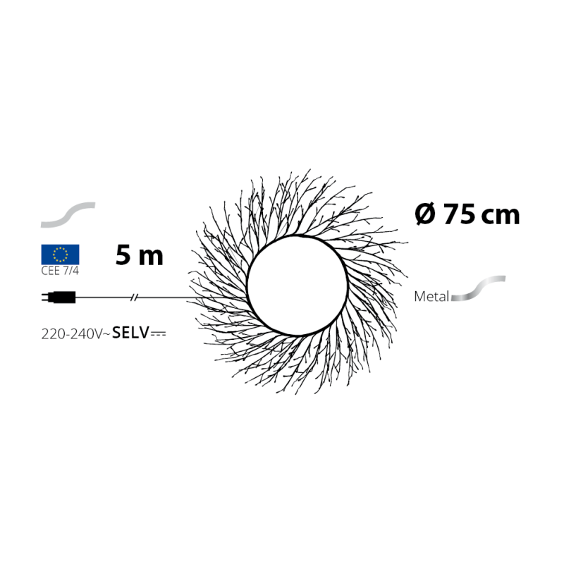 Lotti - Couronne lumineuse de Noël 350 Micro LED blanc chaud et froid scintillante Tiglio ø75cm - Image 5
