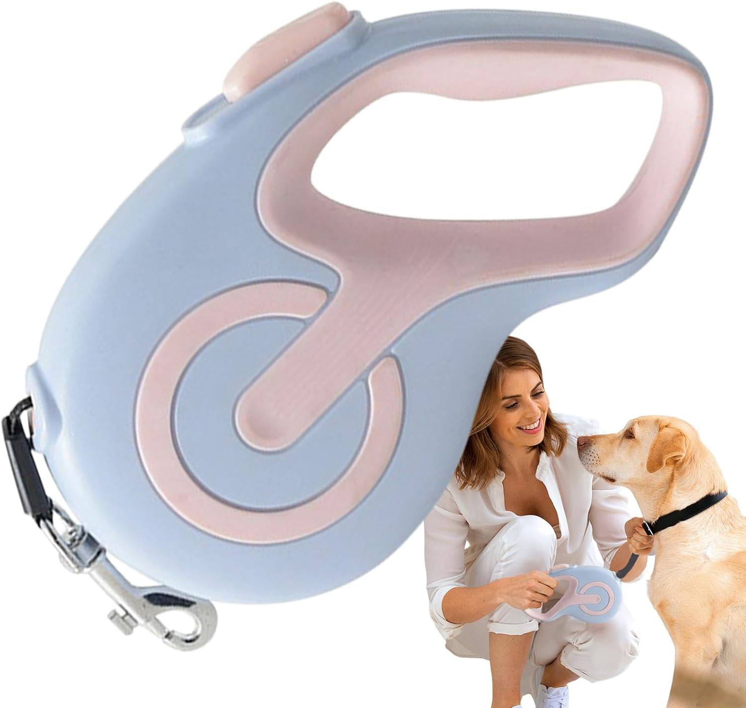 Laisse rétractable pour chien - 4,9 m nylon résistant - Poignée ergonomique antidérapante - bleu - Living123 - Image 4